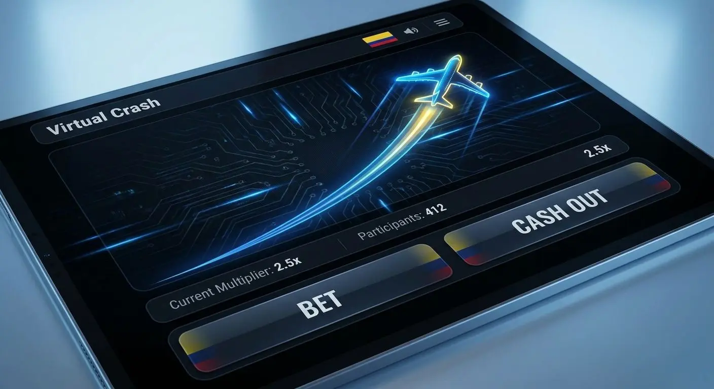 Interfaz del juego Aviator en Wplay con avión y multiplicador