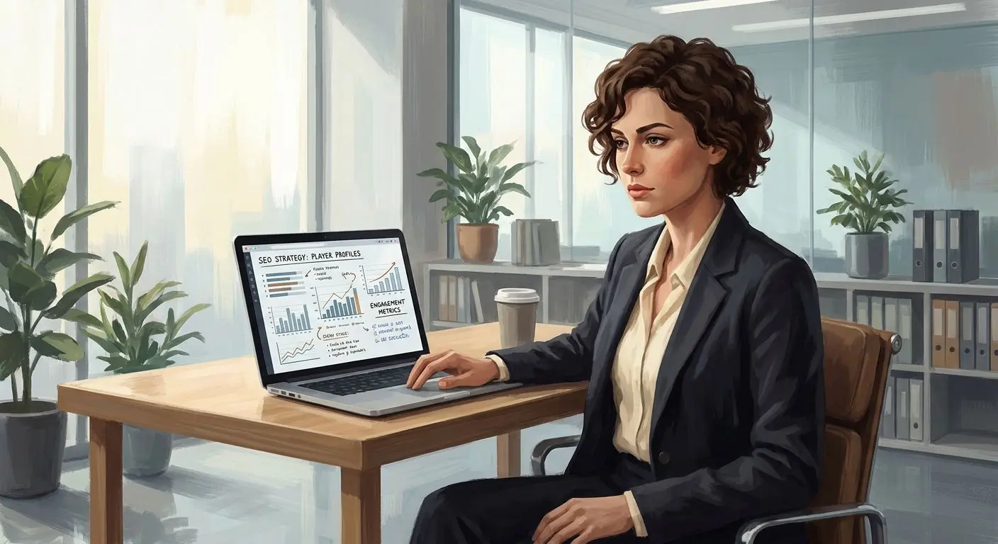 Autora experta en contenido SEO para iGaming Ilustración de experta en SEO y contenido digital