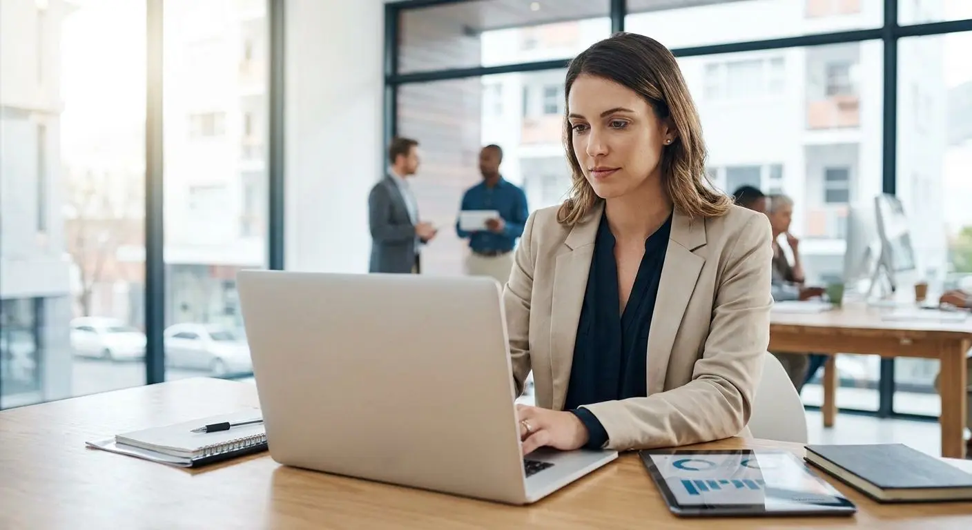 Experta en contenido digital en espacio de trabajo