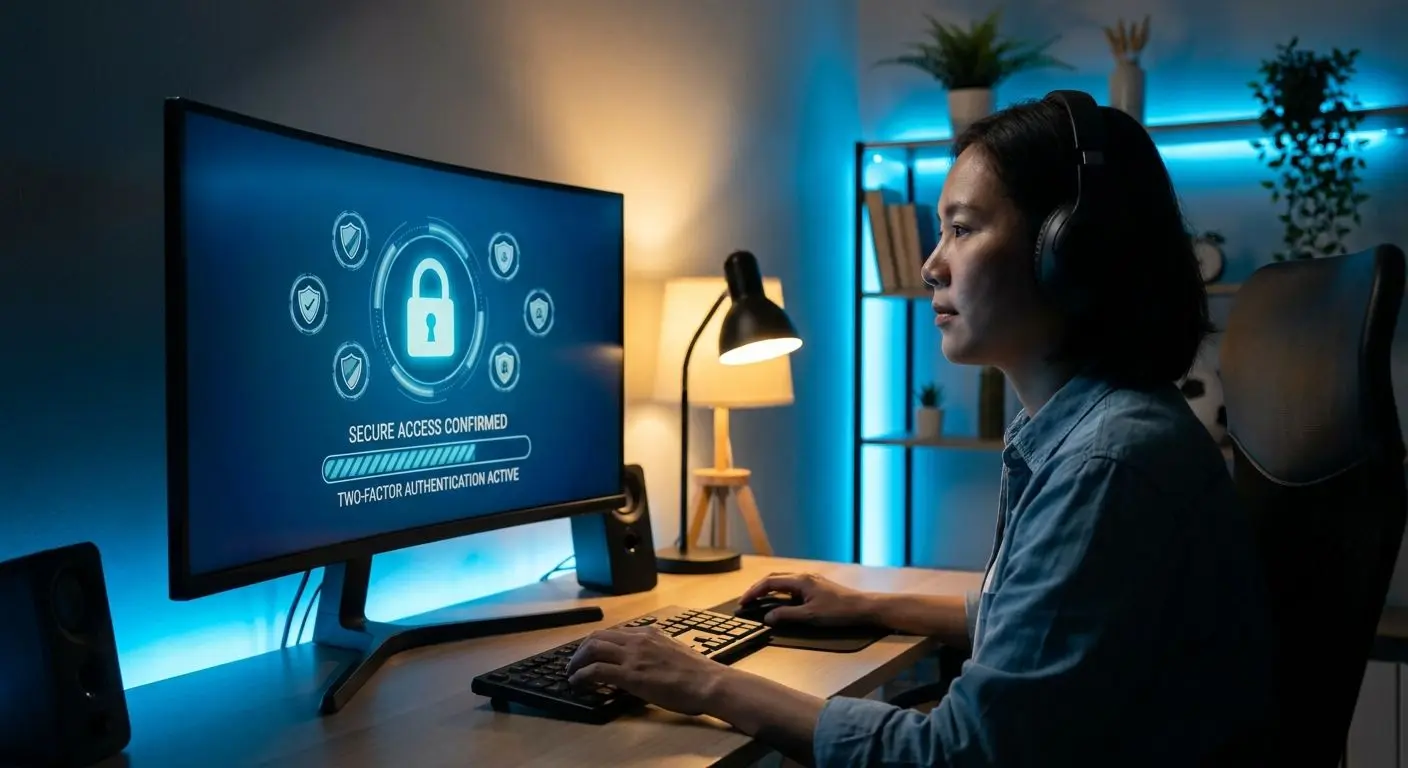 Concepto de seguridad digital y protección de cuenta en pantalla