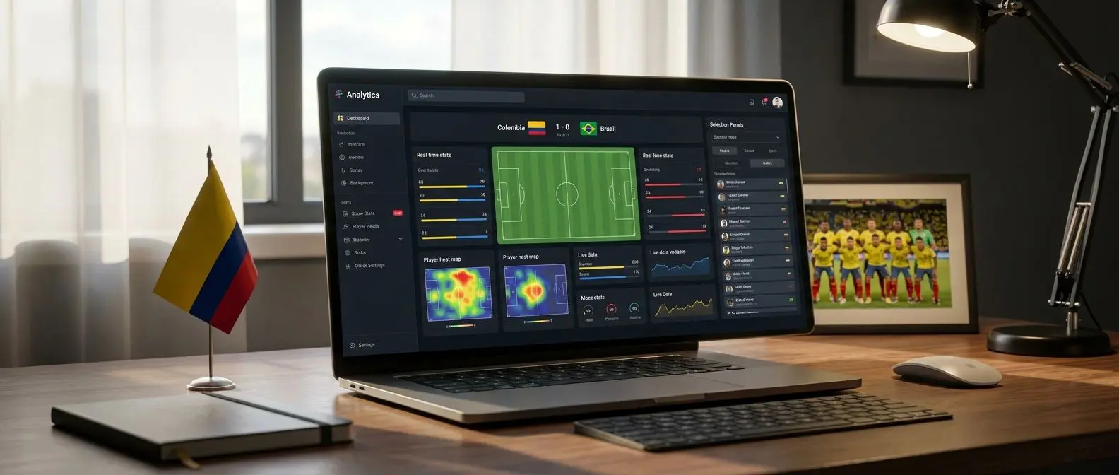 Pantalla general de interfaz deportiva con partido de fútbol destacado