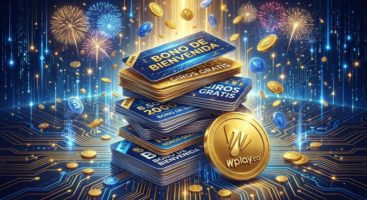 Cartas y monedas representando bonos y promociones en Wplay Colombia