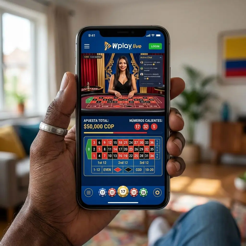 App de casino en vivo Wplay abierta en smartphone colombiano