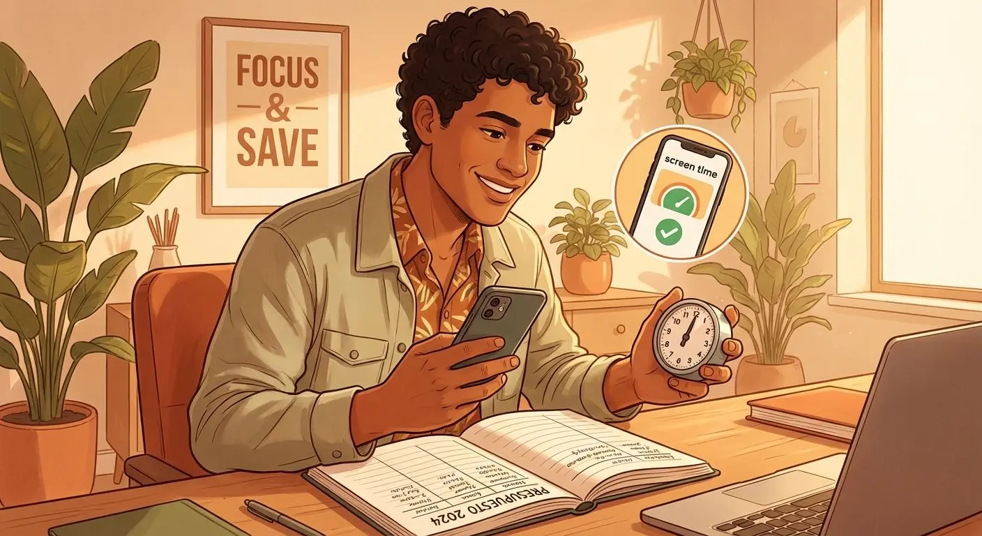 Hombre colombiano gestionando tiempo y dinero en apuestas WPlay