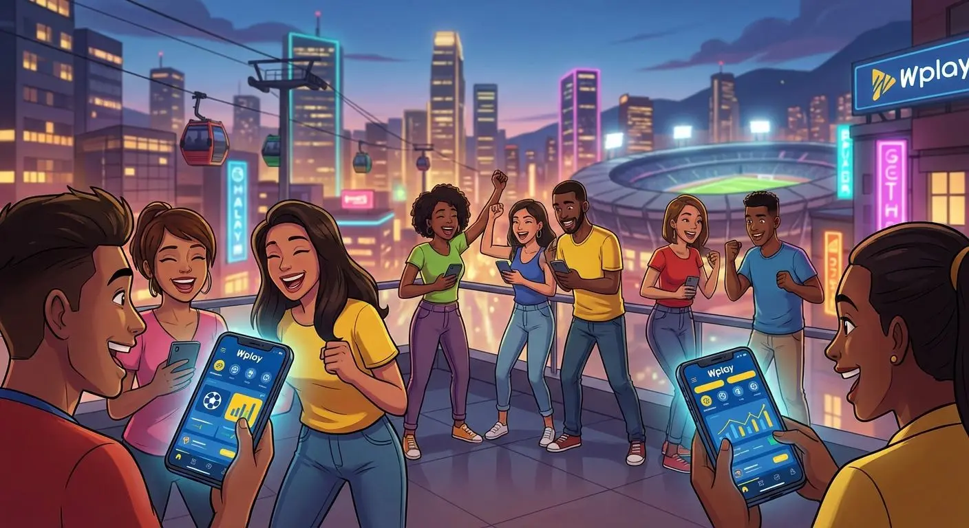 Apostadores colombianos usando la app móvil de Wplay en smartphones