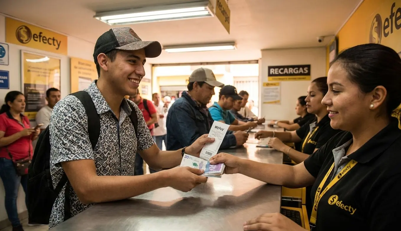 Usuario colombiano retirando dinero de Wplay en efectivo en Efecty