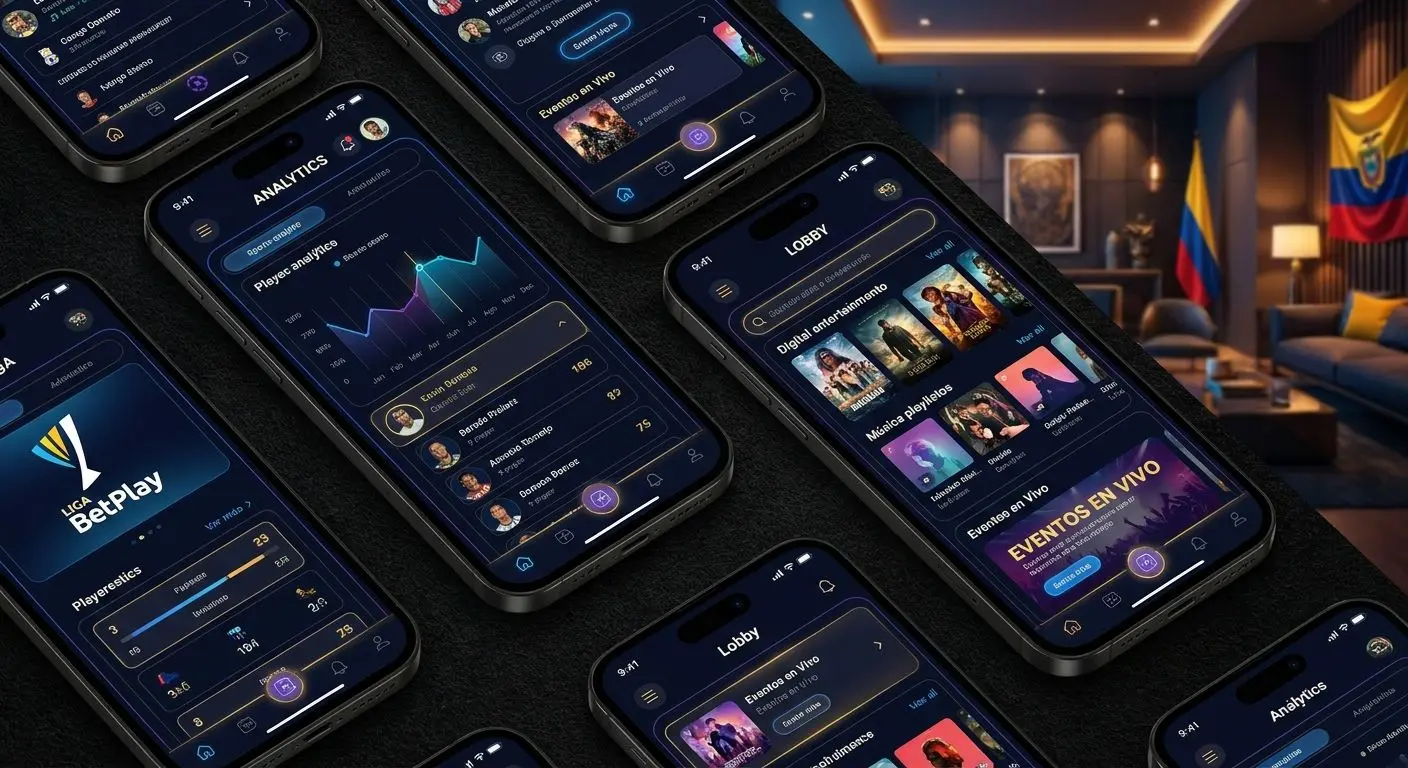 Funciones principales de Wplay Móvil Pantallas móviles con secciones deportivas y de juegos en la app